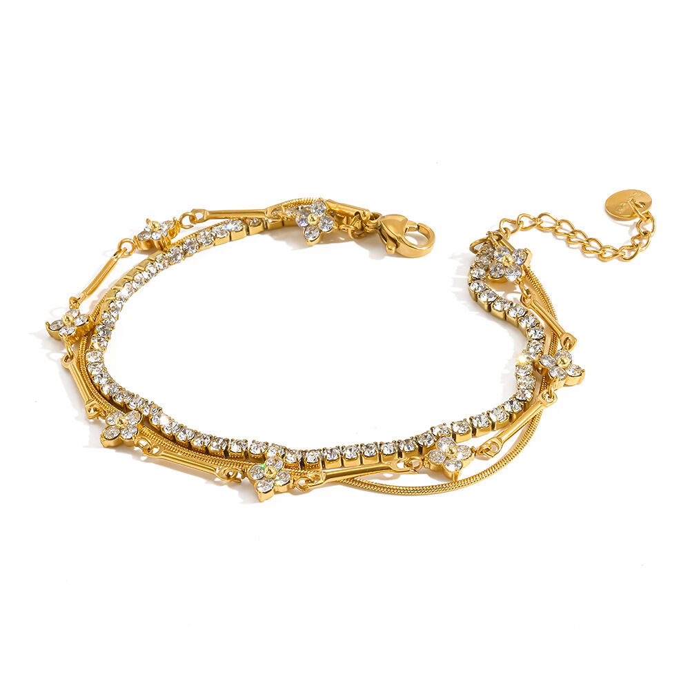 Pulseras De Cadena Para Mujer, Elegantes Y Románticas, Con Forma Irregular De Flor, De Acero Inoxidable, Impermeables Y De Color Dorado. h5 Imagen4