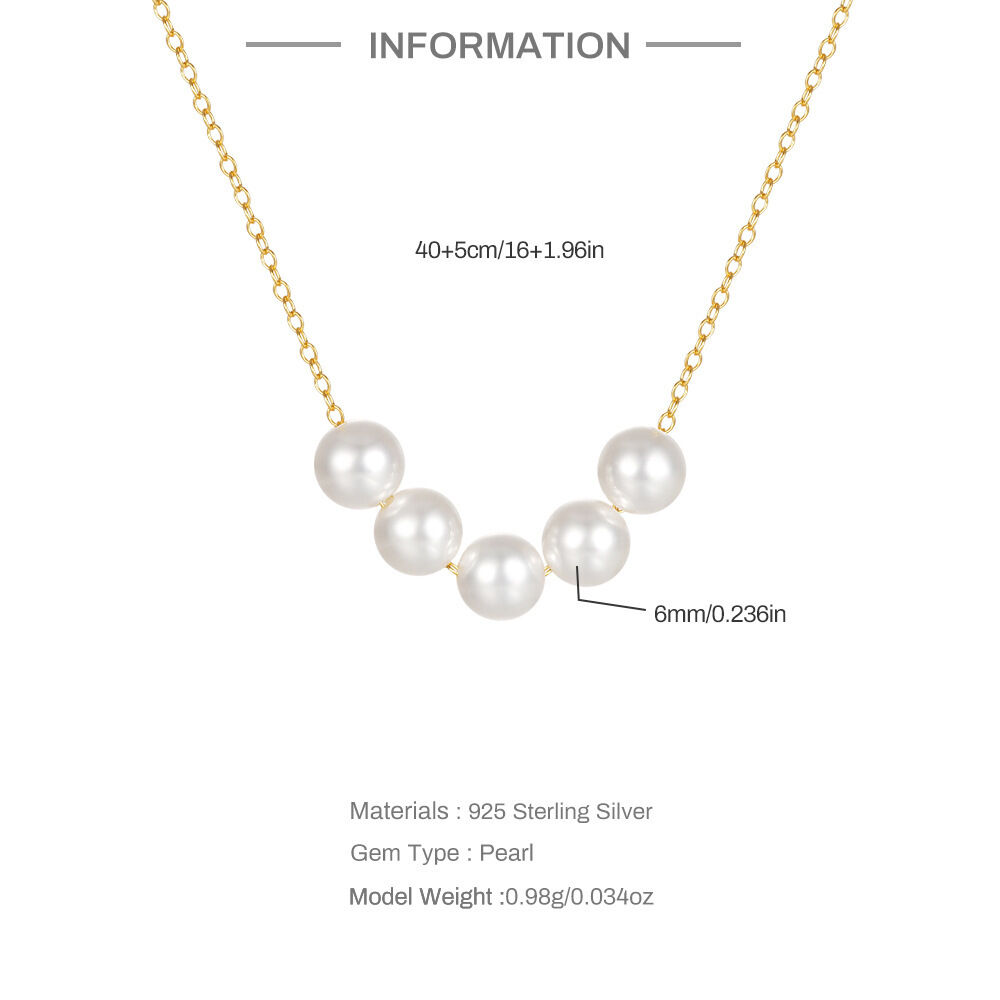 Eenvoudige Serie Elegante Kralen, Zoetwaterparels, Goudkleurige Damesparelketting h5 Afbeelding3