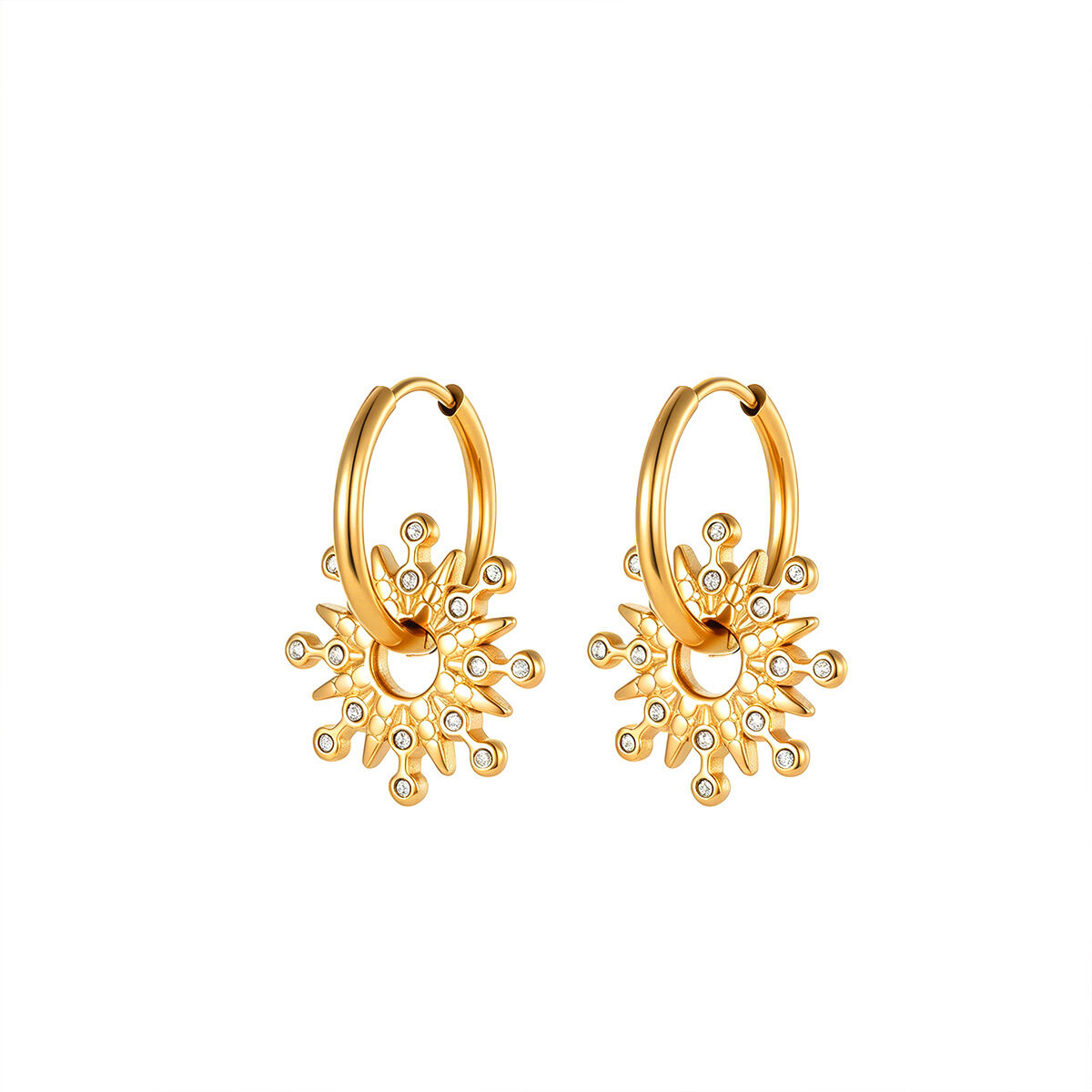 Simple Series Daily Circle Stainless Steel Waterproof Women's Gold Color Hoop Earrings h5 Picture5