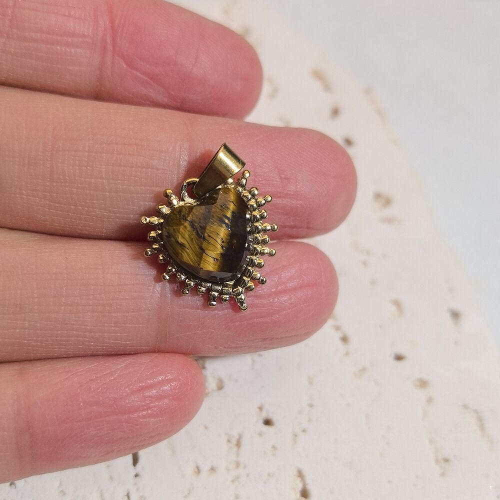 Heart Natural Stones Stainless Steel Gold Color Women's Pendants