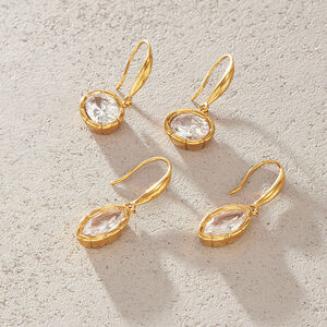 Boucles D'Oreilles Pendantes Pour Femmes, En Acier Inoxydable, Étanches, Couleur Or, Avec Zircon, En Forme De Goutte h5 Image2