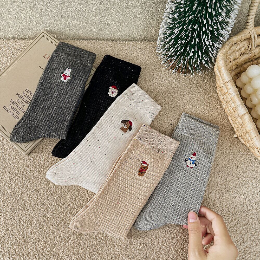 Chaussettes De Noël Unies Basiques Mi-Mollet Image2