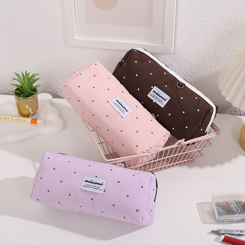 Simple Series Daily Polyester Letter Solid Color Polka Dots Pen Pouches Picture3