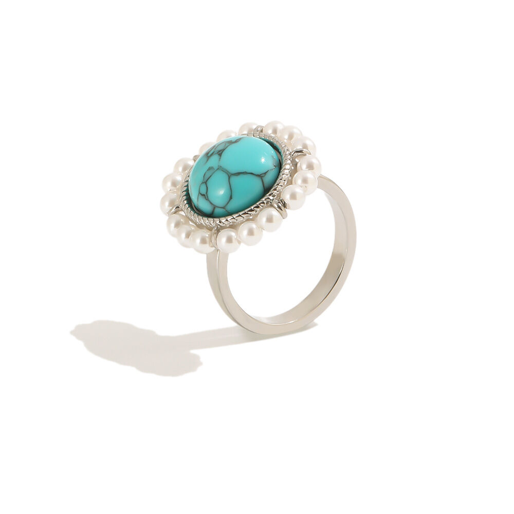 Statement-Ringe Der Simple Series Im Retro-Stil, Ellipsenförmig, Aus Wasserdichtem Edelstahl In Goldfarbe Mit Naturstein h5Bild4
