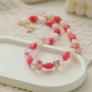 Romantic Series Sweet Flower Chain Stainless Steel Waterproof Beaded Necklaces h5 Picture3