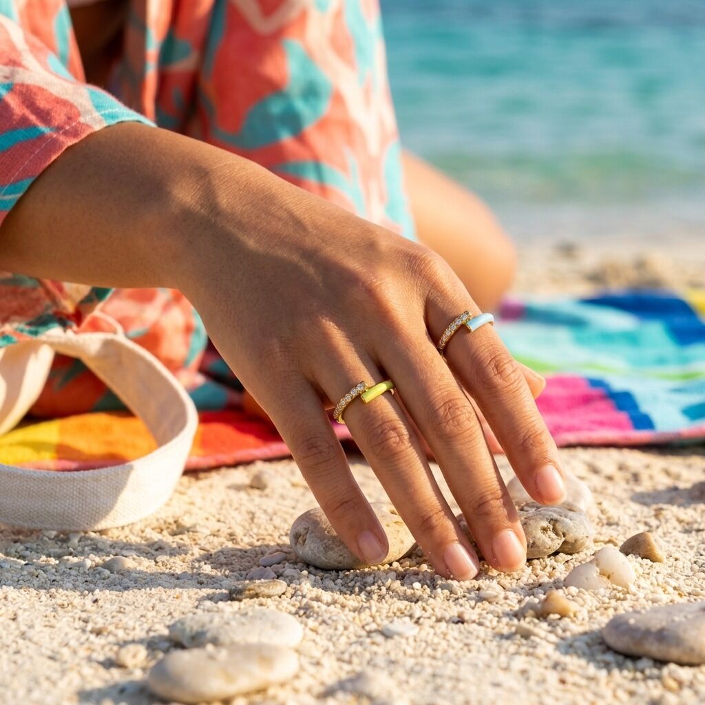Romantische Serie Zoete Onregelmatige Vorm Roestvrij Staal Waterdicht Goudkleurige Minimalistische Ringen 2
