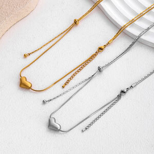 Eenvoudige Serie Elegante Hartvormige Ketting Van Roestvrij Staal, Waterdicht, Goudkleurig, Lange Damesketting h5 Afbeelding3