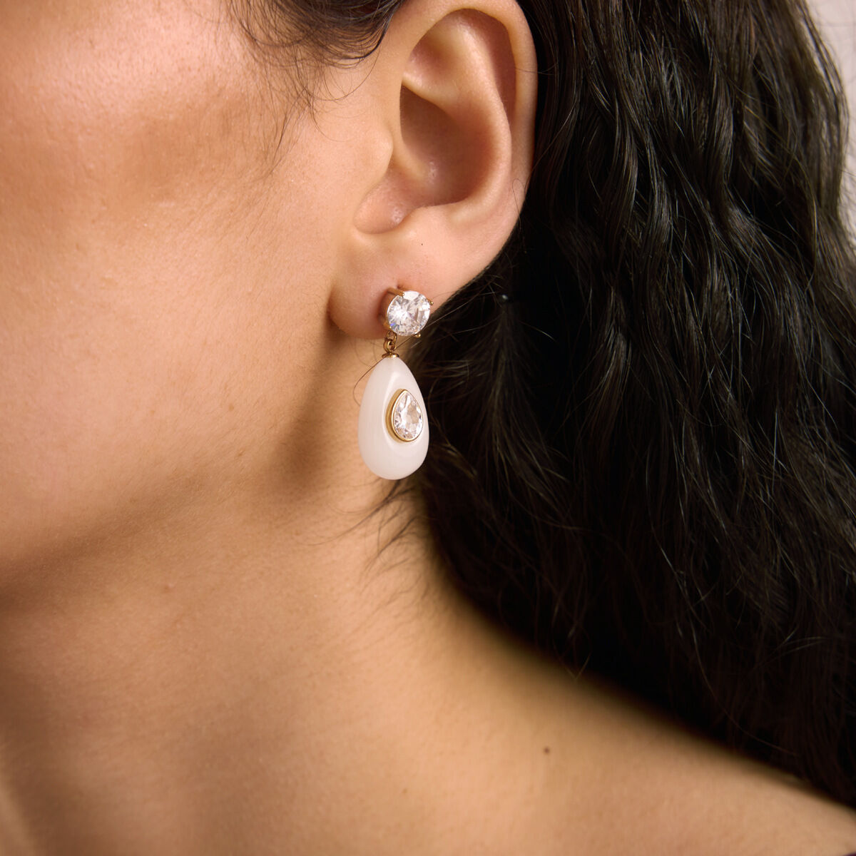 Simple Series Retro Ellipse Shape Stainless Steel Waterproof   Gold Color  Women's Drop Earrings h5 Picture4
