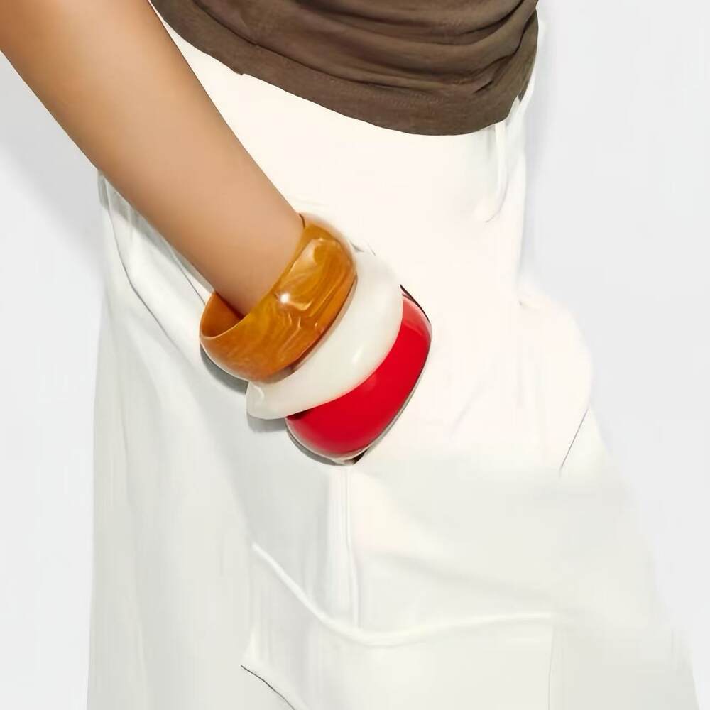 Brazaletes De Resina De Color Liso Para Mujer Imagen2