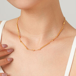 Simple Series Daily Chain Circle Stainless Steel Waterproof Gold Color Zircon Women's Chain Necklaces h5 Picture4