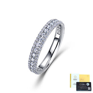 Luxe, eenvoudige, onregelmatige vorm, 925 sterling zilveren, rhodiumkleurige moissanite damesringen met moissanite. h5