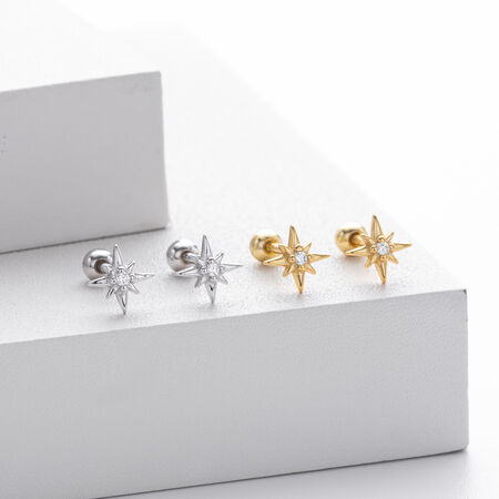Simple Series Daily Star Rhodium Plating Women's 925 Sterling Silver Color Earrings 2