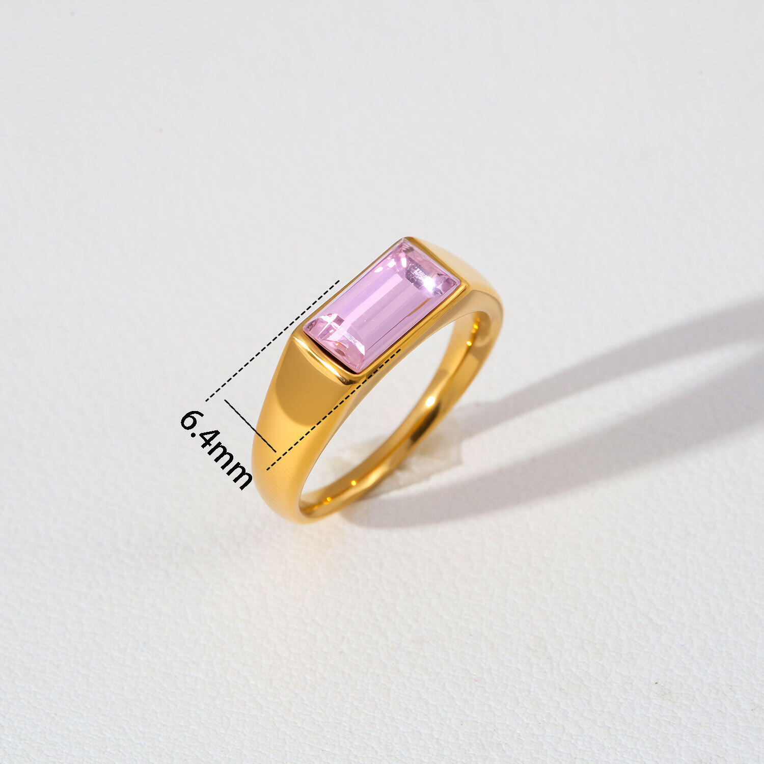Luxe Serie Elegante Hartvormige Rechthoekige Roestvrijstalen Waterdichte Ringen Met Goudkleurige Zirkonia Voor Dames. h5 