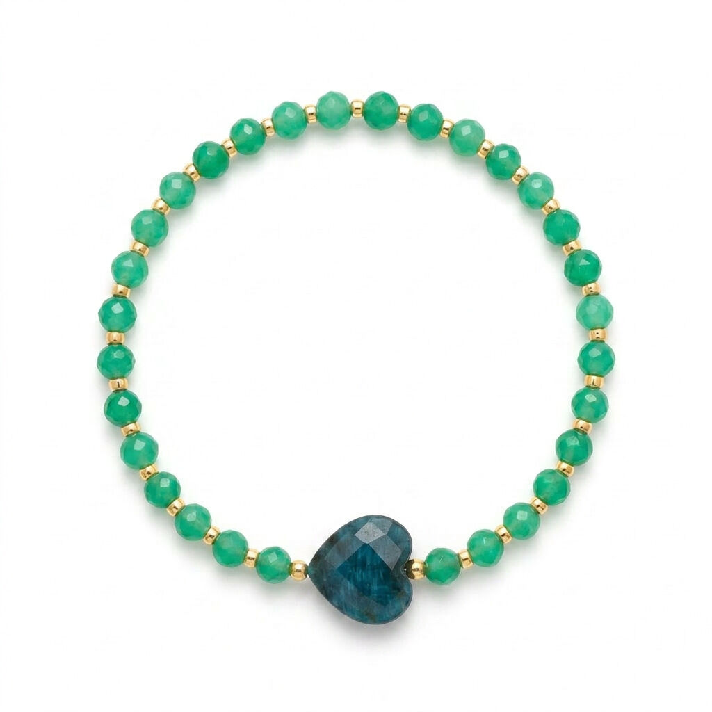 Braccialetti Da Donna Con Ciondoli A Forma Di Cuore Retrò Della Serie Romantic Series, Con Pietre Naturali. 