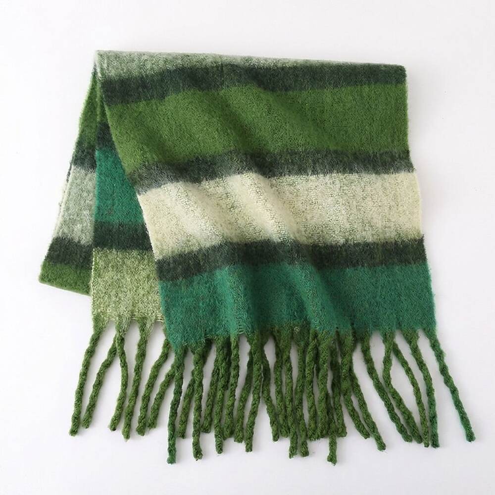 Simple Series Daily Stripe Tassel Mixed Color Winter Scarves