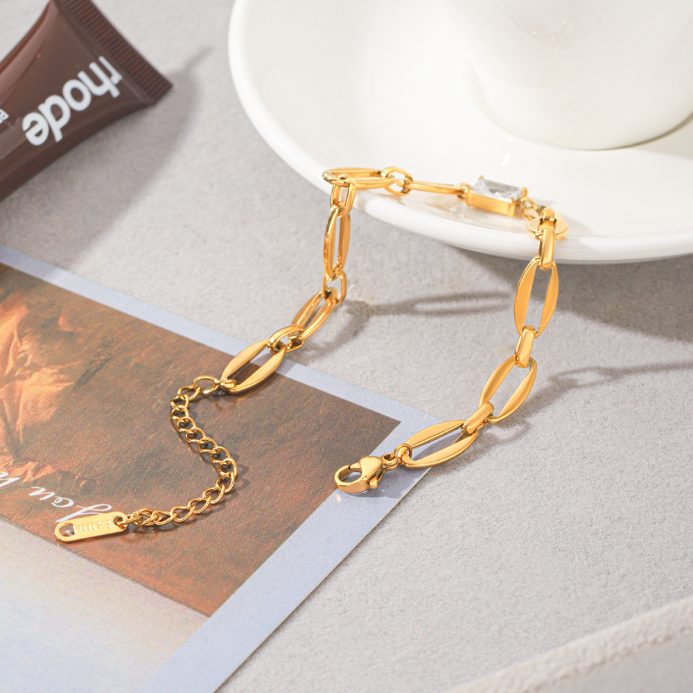 Chain Stainless Steel Waterproof Gold Color Zircon Women's Chain Bracelets Picture4