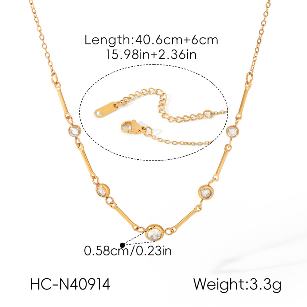 Stainless Steel Waterproof Gold Color Zircon Women's Chain Necklaces Picture2
