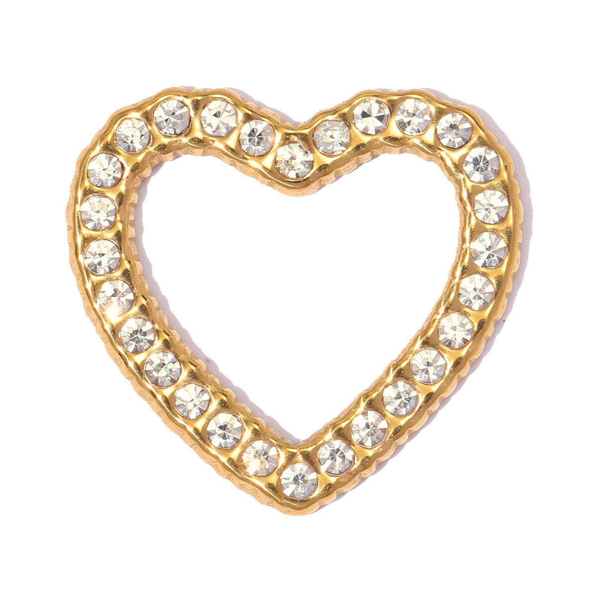 Kalp Şeklinde Geometrik Paslanmaz Çelik Su Geçirmez Altın Renkli Zirkon Taşlı Kadın Kolye Ucu Resim2
