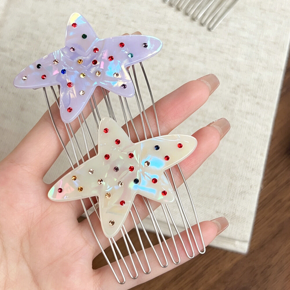 Peinetas De Acetato Con Diseño De Estrella De Mar Degradada En Color Sólido, Estilo Oceánico, De La Serie Simple. 2