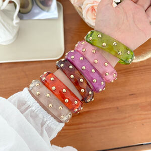 Brazaletes De Resina Con Degradado De Color Estilo Punk Para Mujer h5 Imagen3
