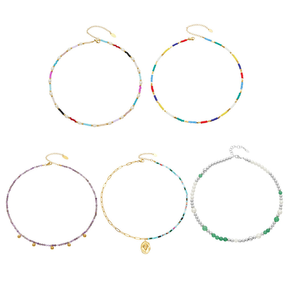 Colliers De Perles Pour Femmes, Collection Romantique Daily Beads, Pierres Naturelles Couleur Or h5Image5