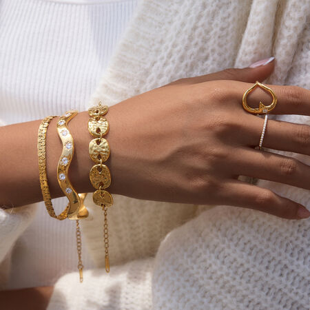 Pulseras Sencillas De Estilo Punk Con Forma Irregular De Luna, De Acero Inoxidable, Resistentes Al Agua Y Color Dorado, Para Mujer.