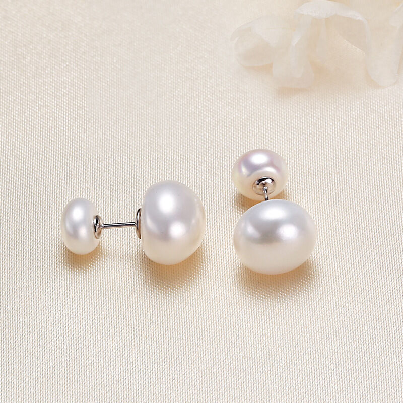 Simple Series Daily Ellipse Shape Freshwater Pearls Platinum Plating Women's Pearl Earrings h5 