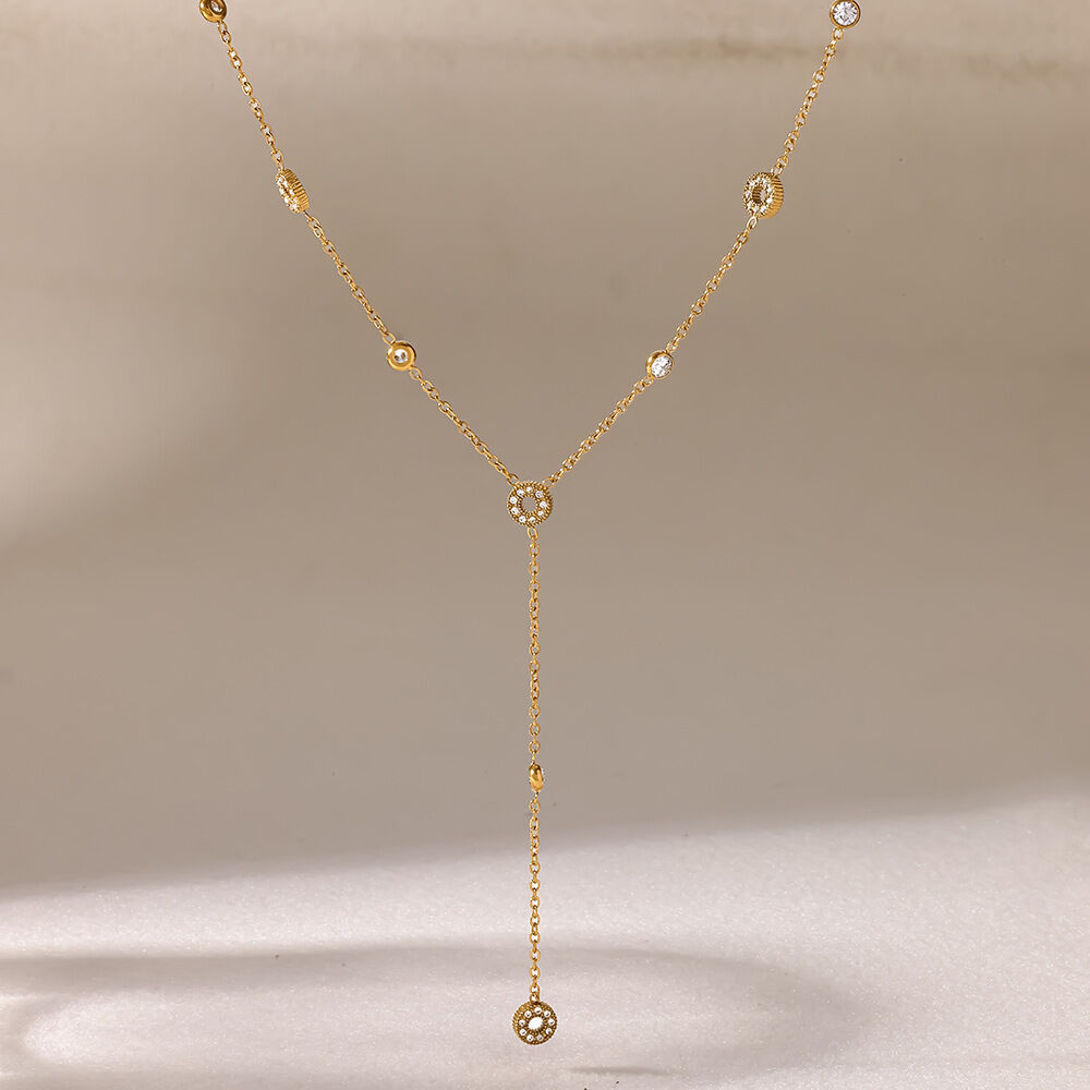 Romantic Series Circle Stainless Steel Waterproof Gold Color Women's Pendant Necklaces Picture3