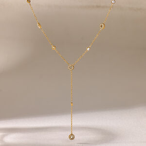 Romantic Series Circle Stainless Steel Waterproof Gold Color Women's Pendant Necklaces h5 Picture3