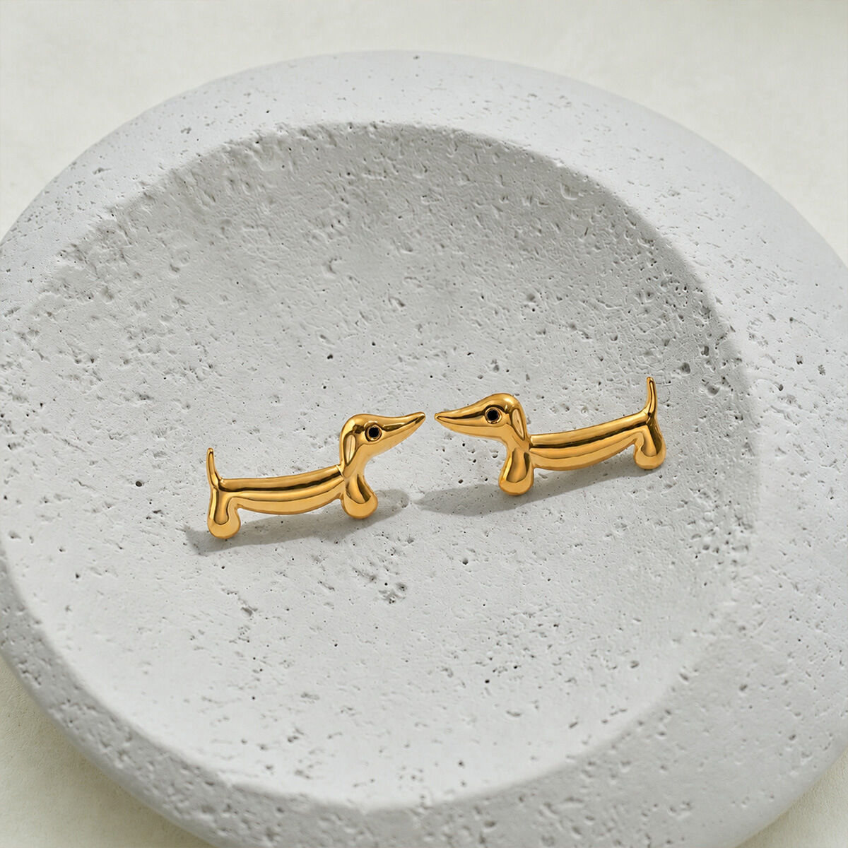Simple Series Cute Dachshund Stainless Steel Waterproof Gold Color  Women's Jewelry Sets h5 Picture3