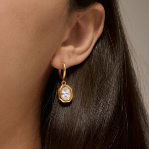 Luxurious Simple Rectangle Geometric Shape Stainless Steel Waterproof Gold Color Zircon Women's Drop Earrings h5 Picture4