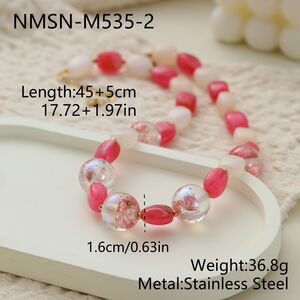 Romantic Series Sweet Flower Chain Stainless Steel Waterproof Beaded Necklaces h5