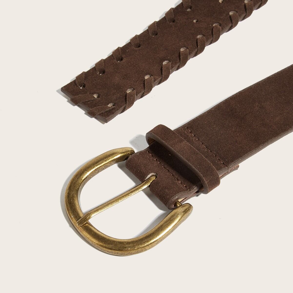 Simple Series Retro Solid Color Woven Premium Quality Pu Leather Belt Picture6