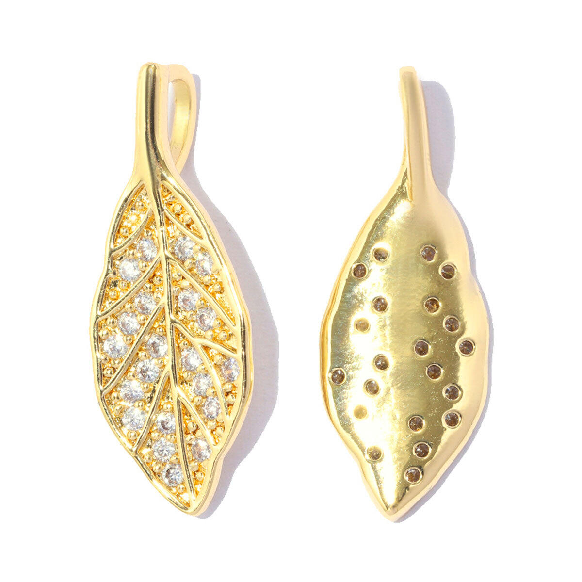 Colgantes de mujer de la serie romántica con forma irregular de flor, color cobre y oro, con circonitas. 2