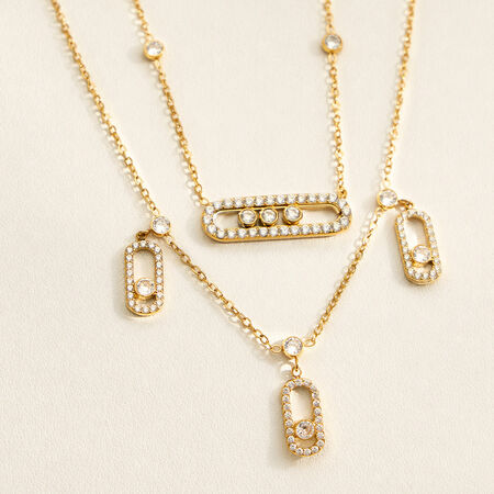 Luxurious Series Irregular Shape Rectangle Stainless Steel Waterproof Gold Color Women's Pendant Necklaces 2