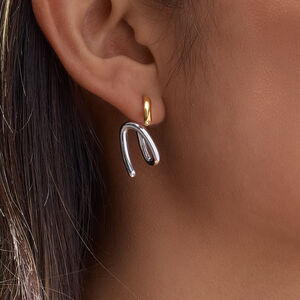 Simple Series Daily Irregular Shape Lines Stainless Steel Waterproof Gold Color Women's Stud Earrings h5 Picture4