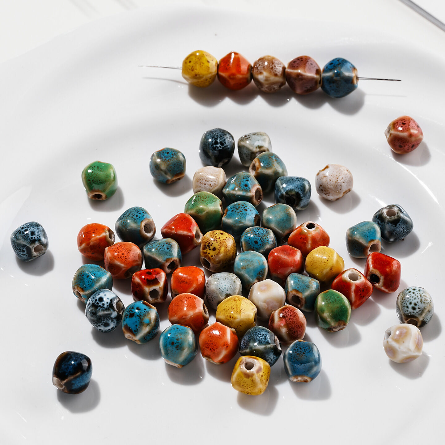 Simple Series Diy Irregular Shape Gradient Color Ceramics Beads 2