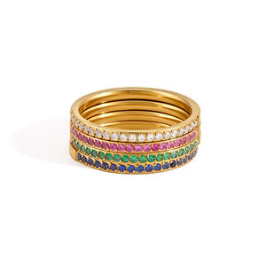 Luxurious Series Simple Circle Stainless Steel Waterproof Zircon Minimalist Rings h5 Picture4