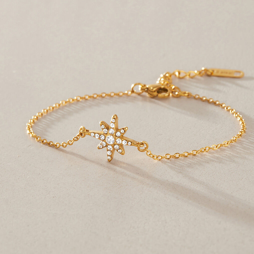 Romantic Series Elegant Star Stainless Steel Waterproof   Gold Color  Women's Charm Bracelets h5 Picture3