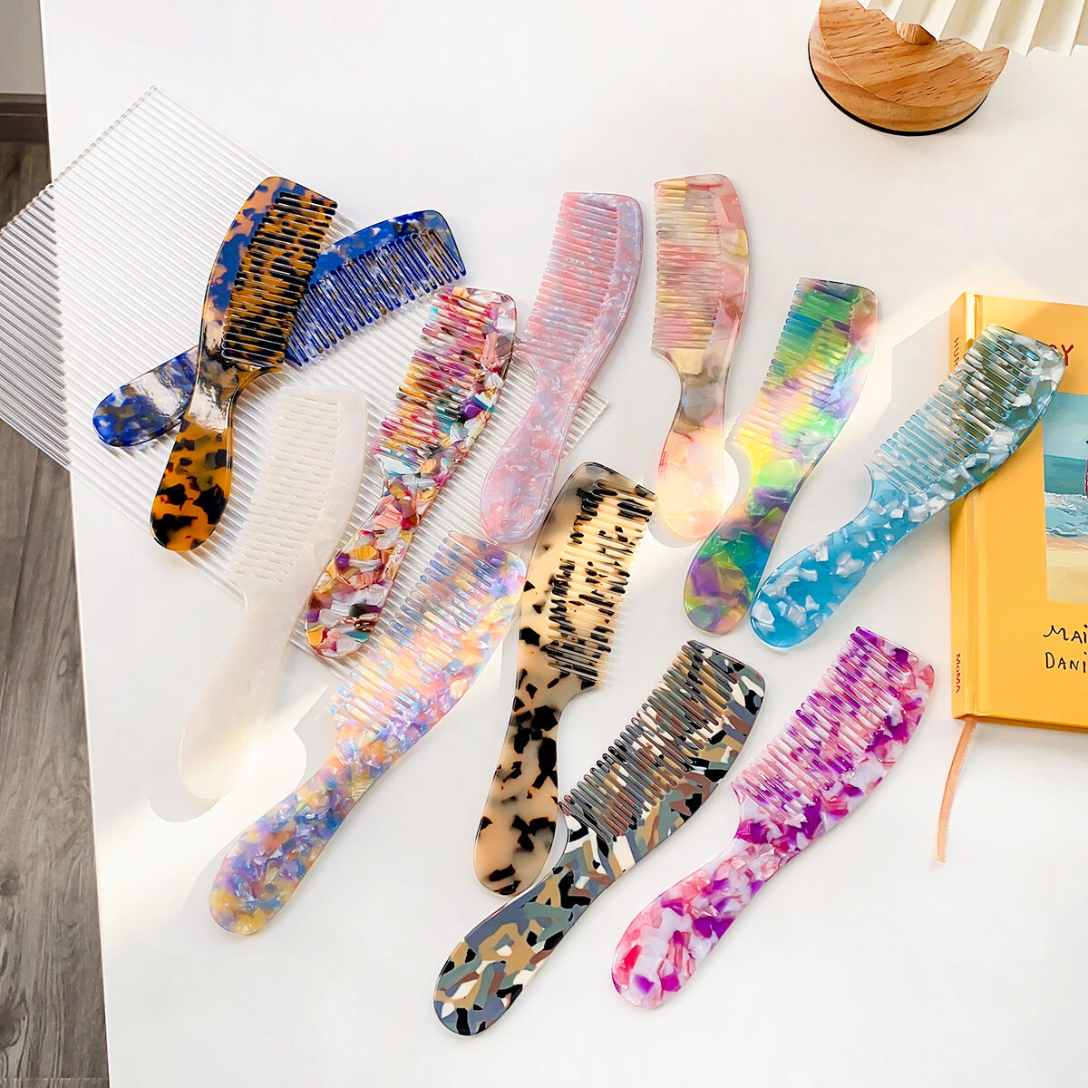 Simple Series Daily Leopard Print Mixed Color Gradient Color Acetic Acid Combs