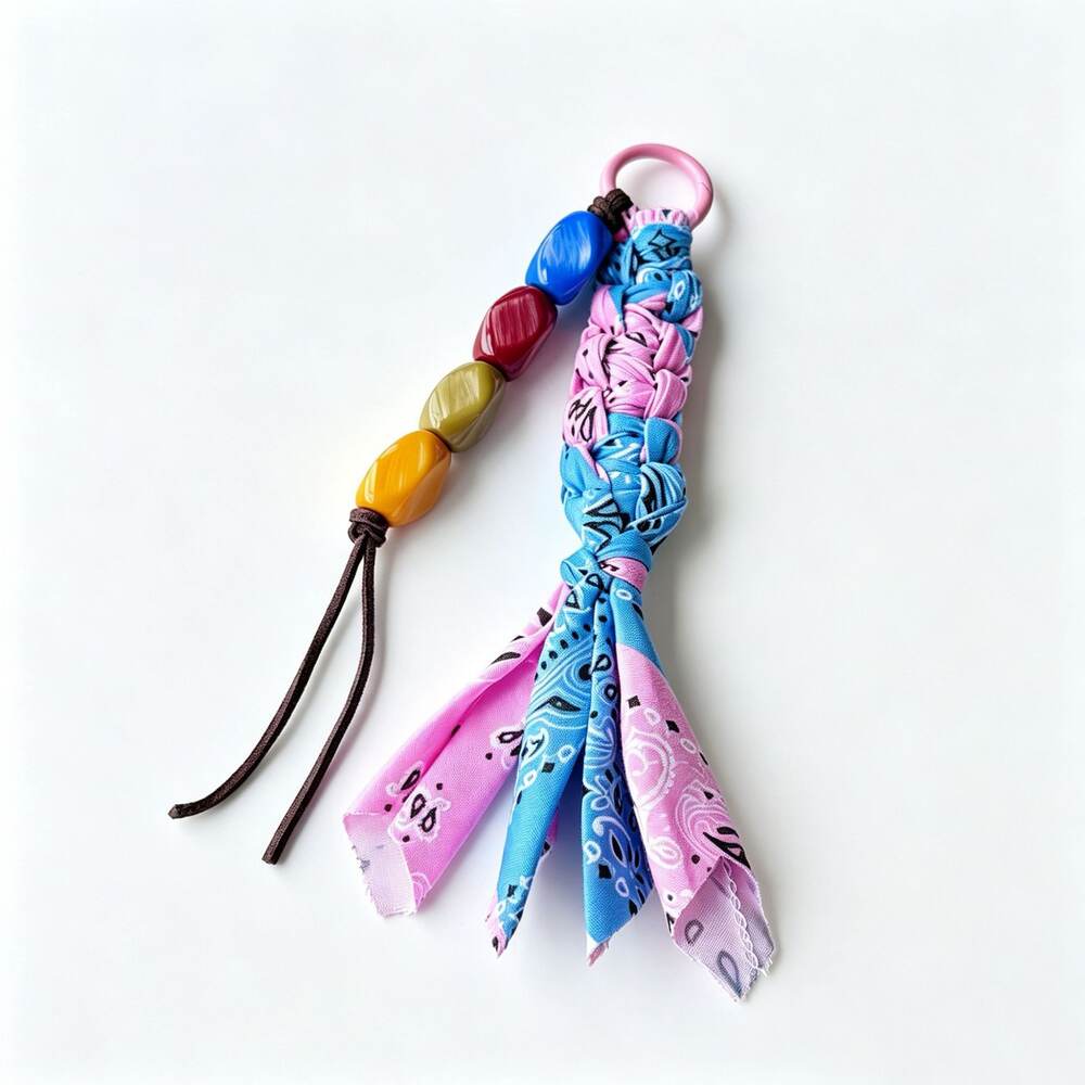 Ethnic Series Bohemian Irregular Shape Tassel Beads Mixed Color Woven Paisley Pattern Fabric Bag Charms