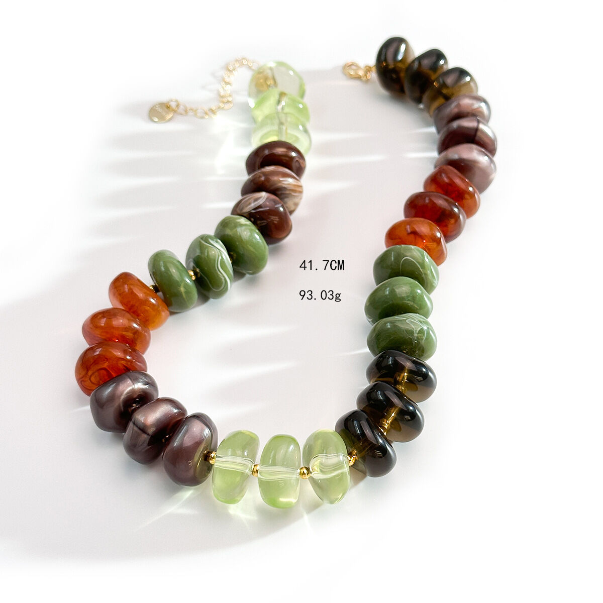 Collares De Mujer Con Cuentas De Resina De Color Degradado De La Serie Simple Retro Beads h5 Imagen4