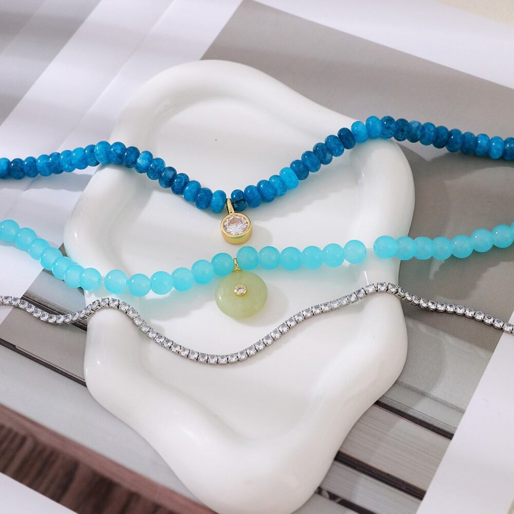 Collares De Cuentas Para Mujer De La Serie Romántica Daily Beads Circle Con Piedras Naturales Y Color Dorado. h5 Imagen3