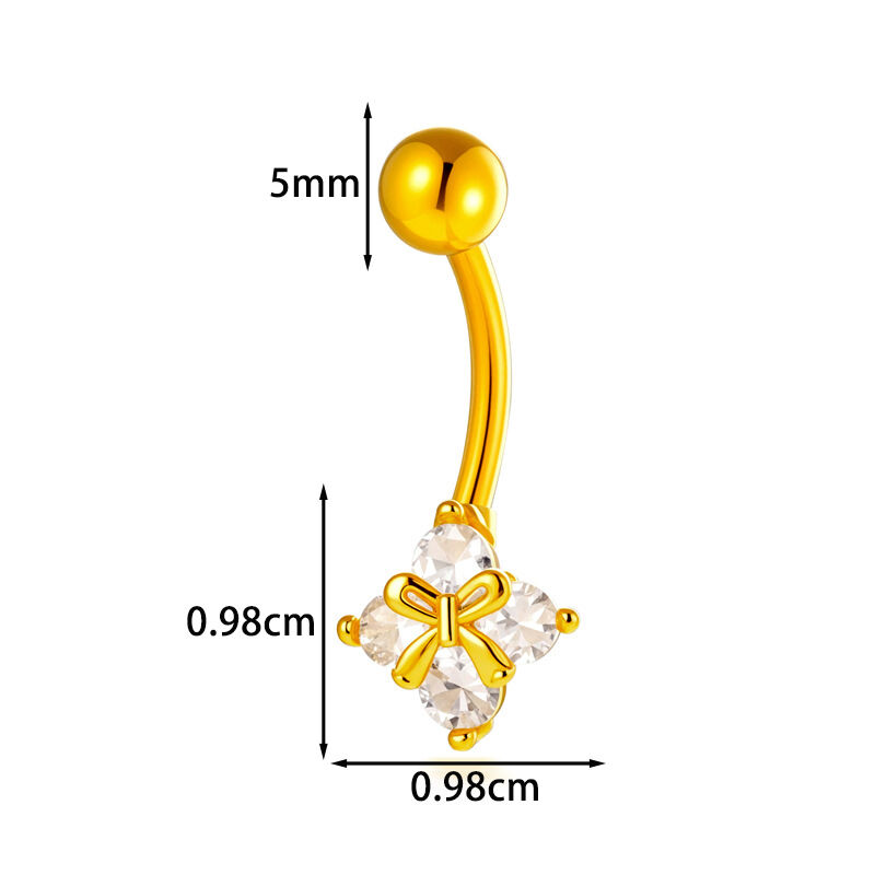 Piercings De Nombril En Zircon Couleur Cuivre Et Or, Motif Fleur, Cœur, Nœud Papillon Et Ailes, Série Simple h5 Image2