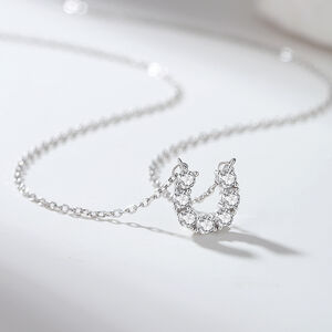 Simple Series Elegant Horseshoe-Shaped 925 Sterling Silver Color Rhodium Plating Women's Moissanite Necklaces h5 Picture3