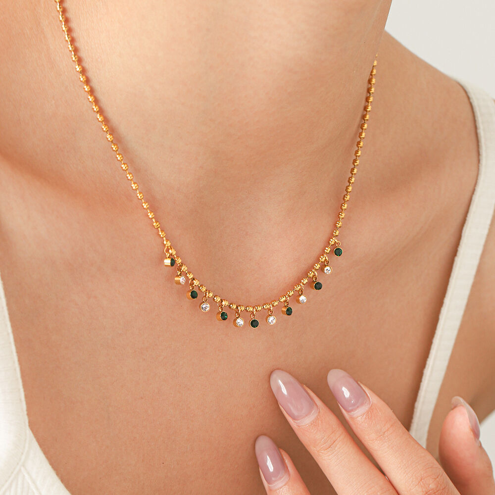 Simple Series Daily Tassel Stainless Steel Waterproof Gold Color Zircon Women's Pendant Necklaces Picture3