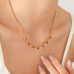 Simple Series Daily Tassel Stainless Steel Waterproof Gold Color Zircon Women's Pendant Necklaces h5 Picture3