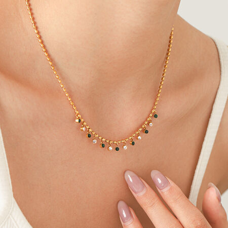 Simple Series Daily Tassel Stainless Steel Waterproof Gold Color Zircon Women's Pendant Necklaces 2