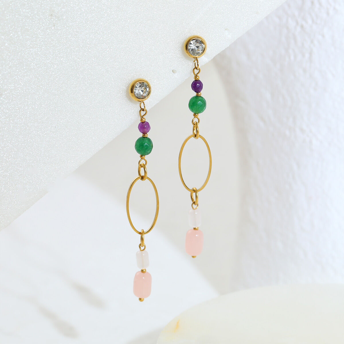 Orecchini Pendenti Da Donna Simple Series Daily Nassel In Acciaio Inossidabile Impermeabile Color Oro. h5 Immagine4