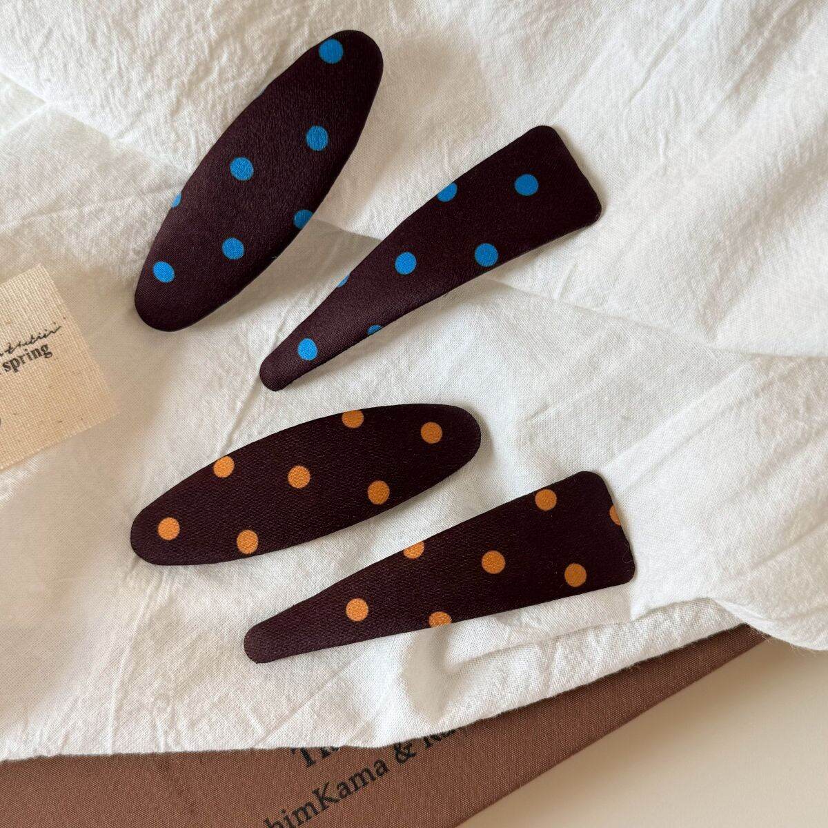 Eenvoudige Serie Retro Stoffen Haarclips Met Effen Stippen Afbeelding2